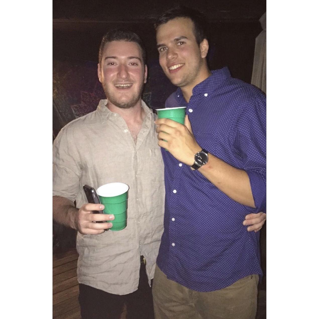 Alex & Kiernan (Best Man), being big dawgs at Ithaca College.