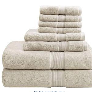 Madison Park 800GSM Bathroom Towel Set of 8 100% Cotton Bath Towel Set for Bathroom Luxurious Highly Absorbent 2 Bath Towels 2 Hand Towels 4 Washcloths Quick Dry Spa Quality Natural
