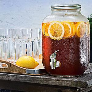 Amethya Glass Beverage Dispenser with Metal Lid (Mason Jar)