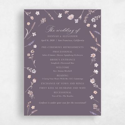 Dusty Purple Wedding Program - Lino