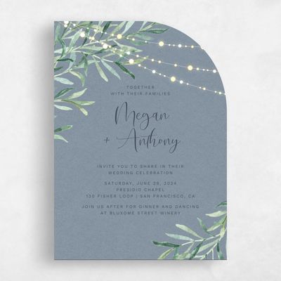 Blue Half arch Wedding Invitation - Saranac Portrait