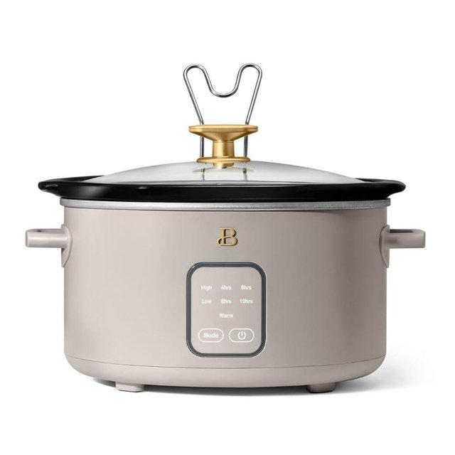 Beautiful 4-Quart Programmable Slow Cooker with Touch-Activated Display, Digital Timer, Keep-Warm Function & Removable Non-Stick Pot