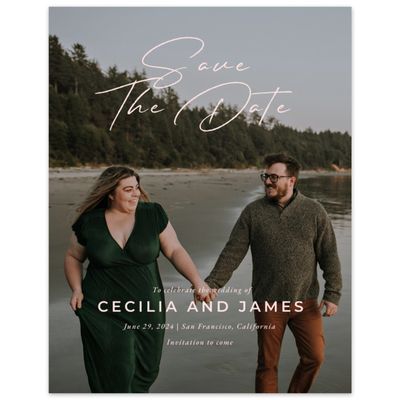 Blush, Pink Wedding Digital Save the Date - Seaview Photo