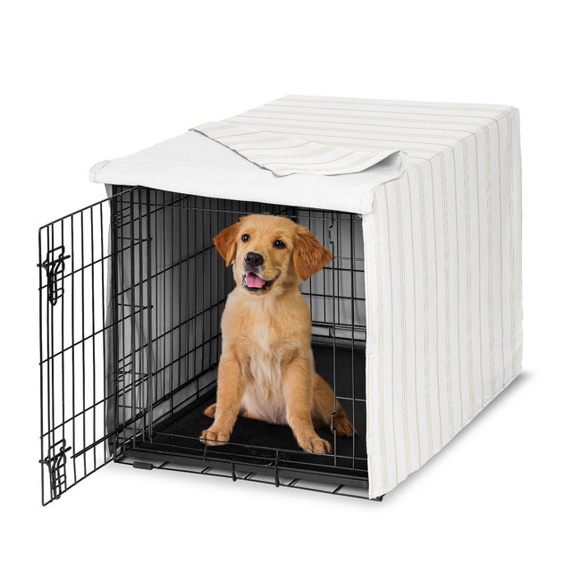 Sweet Jojo Designs Boy, Girl, Unisex/Gender Neutral Dog Crate Kennel Cover 36in. Stripe White and Grey