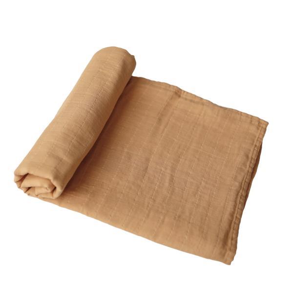 MUSHIE Muslin Swaddle Blanket Organic Cotton (Fall Yellow)