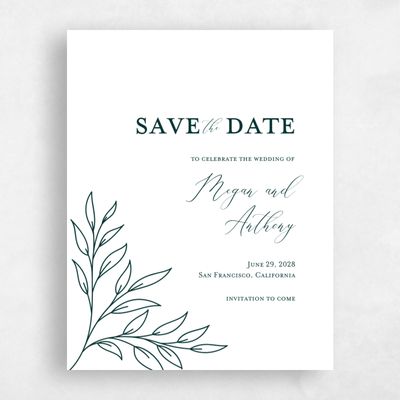 Dark Emerald, Green Wedding Save the Date - Delana Classic