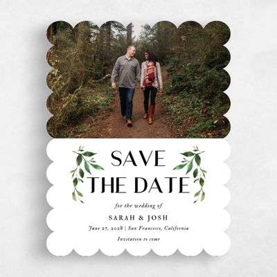 White Scalloped Wedding Save the Date - Madilou Photo