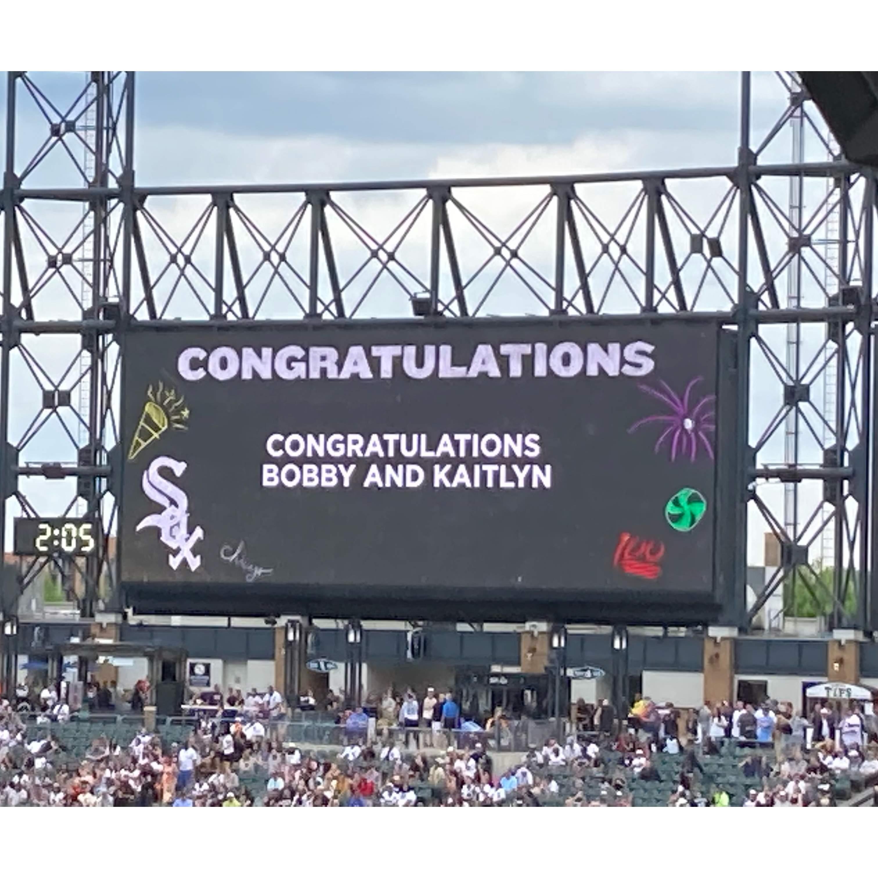 On the board at the Sox game