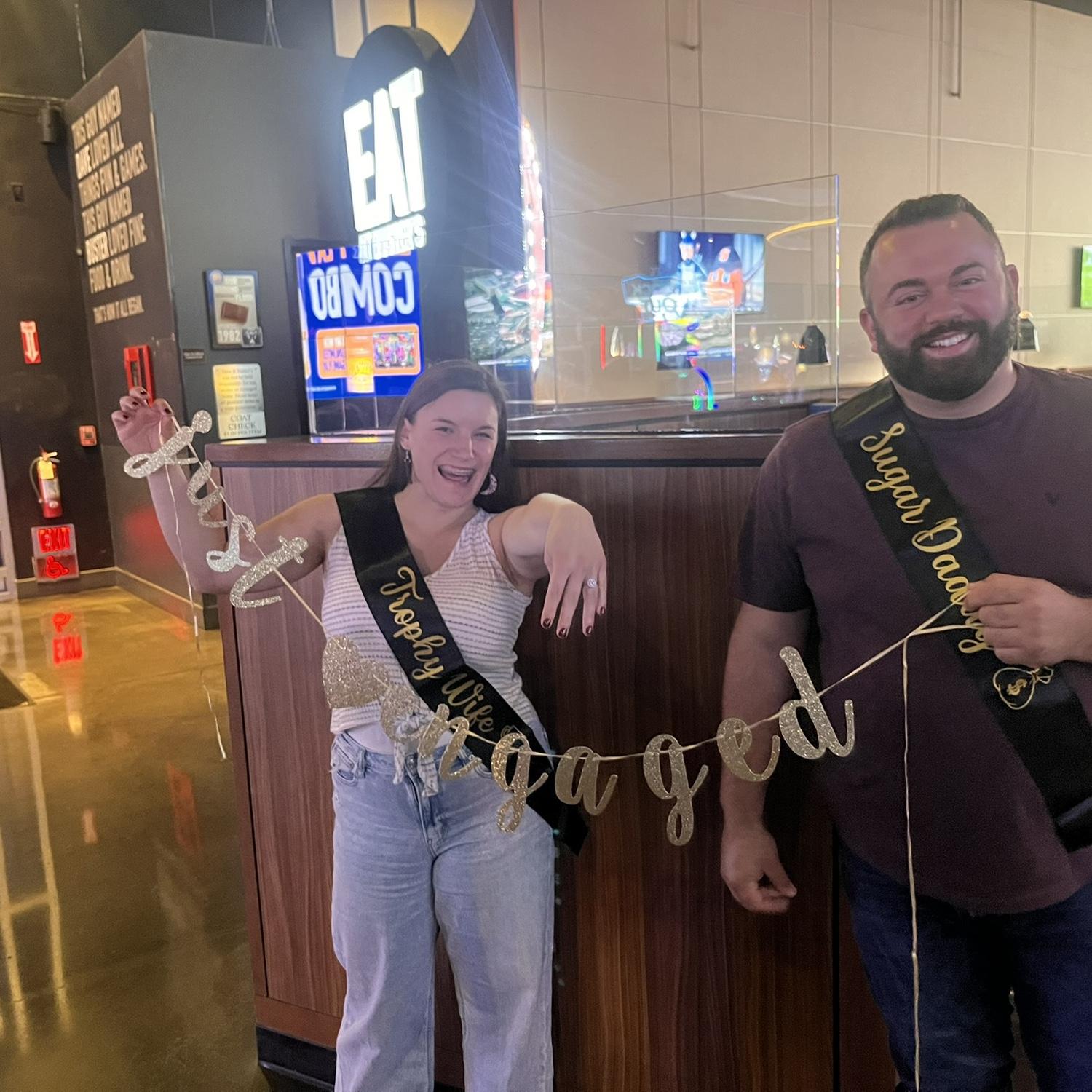 Some sweet coworkers celebrated our engagement by surprising us with fun and games at Dave and Busters!