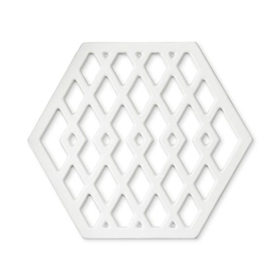Hexagon Cast Iron Trivet, White