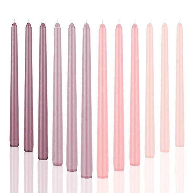 LPUSA 12pcs Taper Candles Fruity Scented Gradient Color,Handmade from Vegan Soy Wax for Holiday Wedding Party Home Dinner Decoration,Gradient Pink