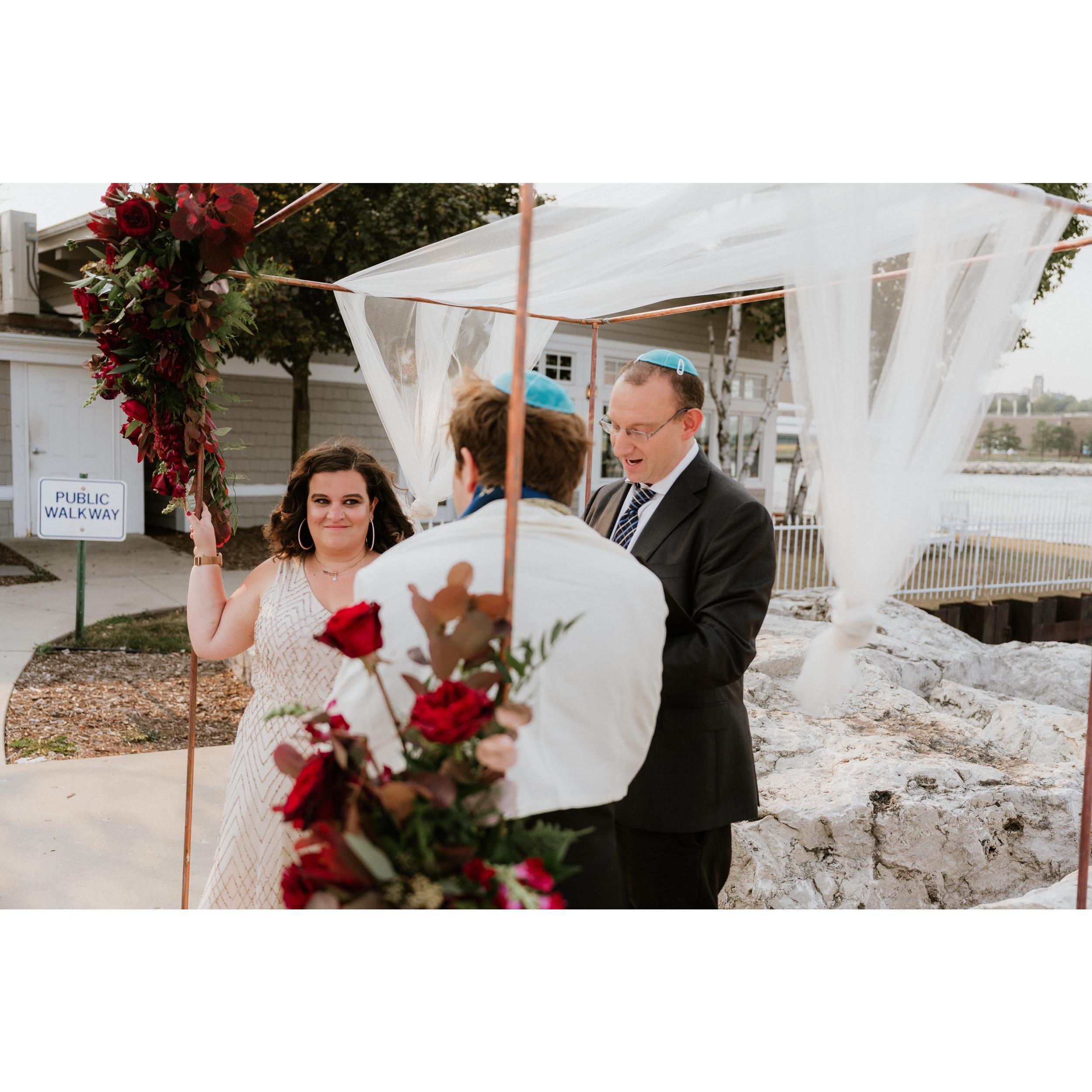 Chuppah almost took flight.
Ceremony, Lake Michigan, Milwaukee, WI