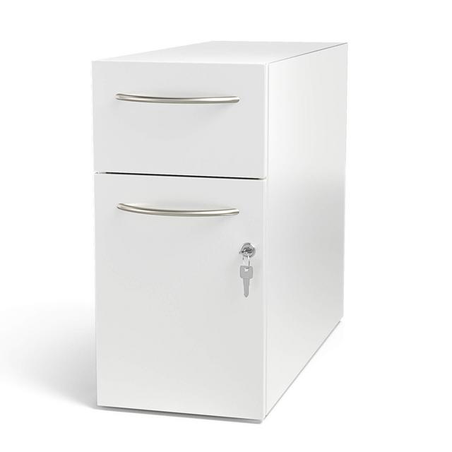 Direction Modern Slim 2-Drawer Mini Filing Cabinet for Home and Office - 18.25in H x 22in D x 9in W - Silver/White (White)