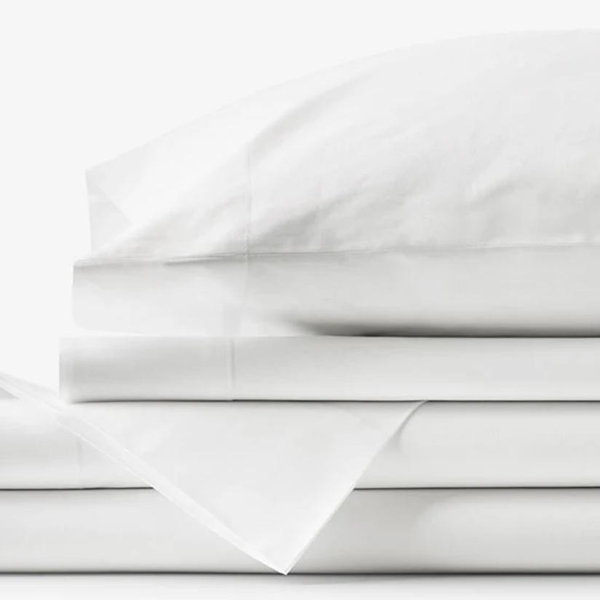 Classic Cool Organic Cotton Percale Solid Bed Sheet Set - White, King