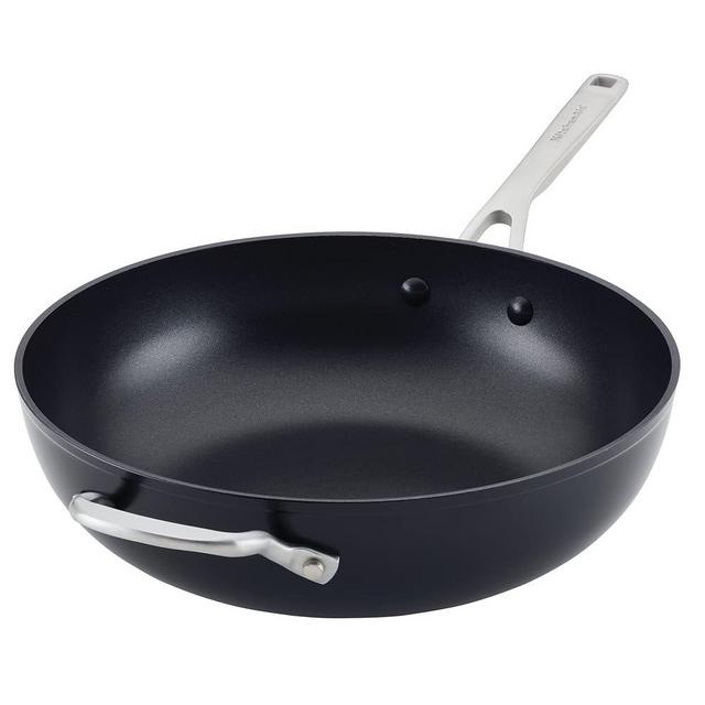 KitchenAid Hard Anodized Induction Nonstick Stir Fry Pan/Wok with Helper Handle, 12.25 Inch, Matte Black