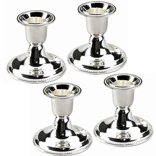 The Dreidel Company Silver Candle Holders, Shabbat Candle Sticks, Ornate Silver Plated Design, 2.5 Inches (2-Pack)