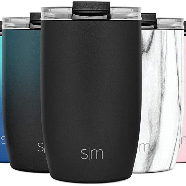 Simple Modern Voyager Insulated Travel Coffee Mug Tumbler with Straw and Clear Flip Lid Stainless Steel Thermos Cup, 12oz, Midnight Black