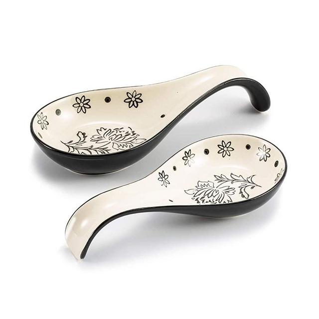 Wisenvoy Spoon Rest Spoon Holder for Stove Top Ceramic Spoon Holder Porcelain Spoon Rest for Kitchen Counter