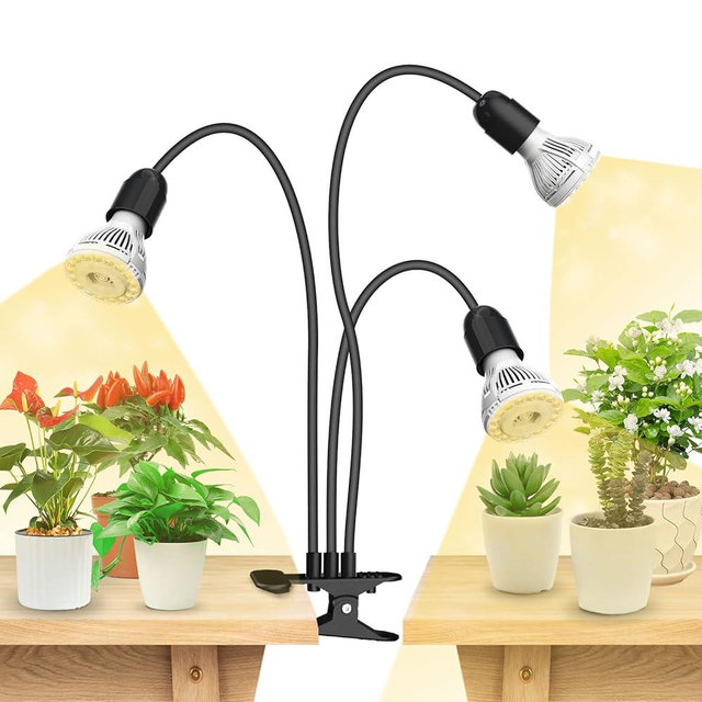 SANSI LED Grow Lights for Indoor Plants, 450W Full Spectrum Gooseneck Clamp Grow Lamp, 30W Power Plant Light with High PPFD for Seeding, Lifetime Free Bulb Replacement Plant Lights for Indoor, 3 Head