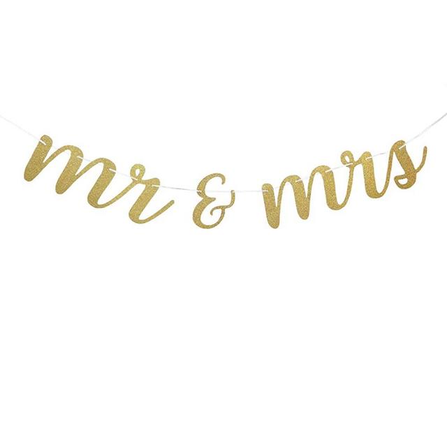 Prazoli Mr and Mrs Wedding Banner (Pre-Strung) - Wedding Decorations for Reception, Ceremony & Engagement Party | Wedding Decor Sign & Backdrop | Wedding Decoration Rustic Theme for Tables & Chairs