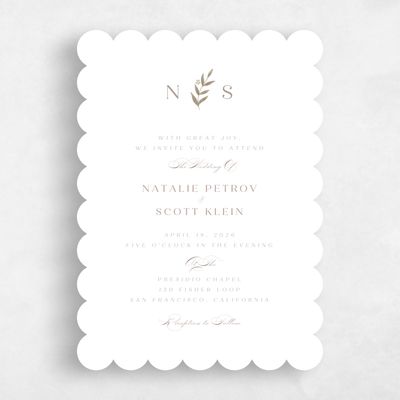 Rich Taupe, White Wedding Invitation - Kitts Classic