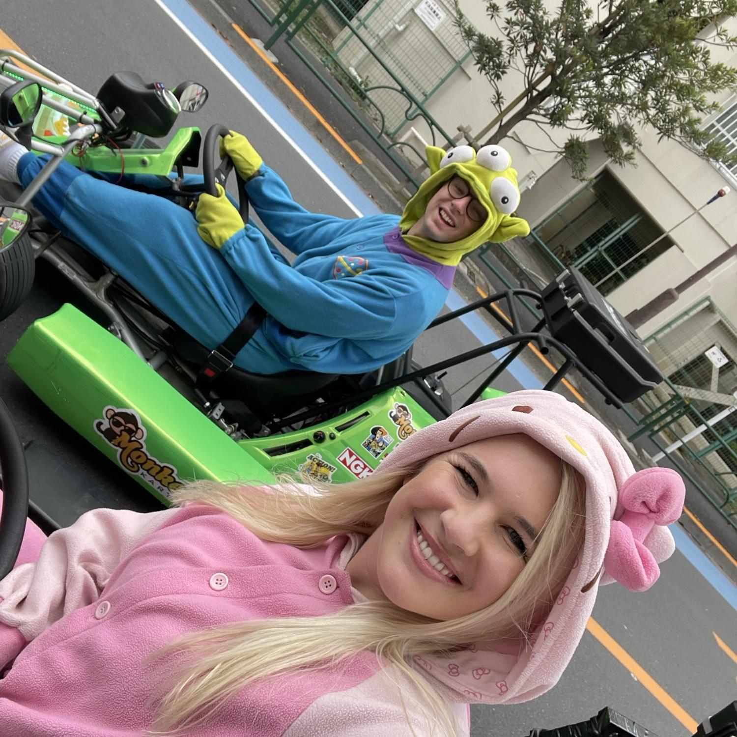Go kart riding through Tokyo