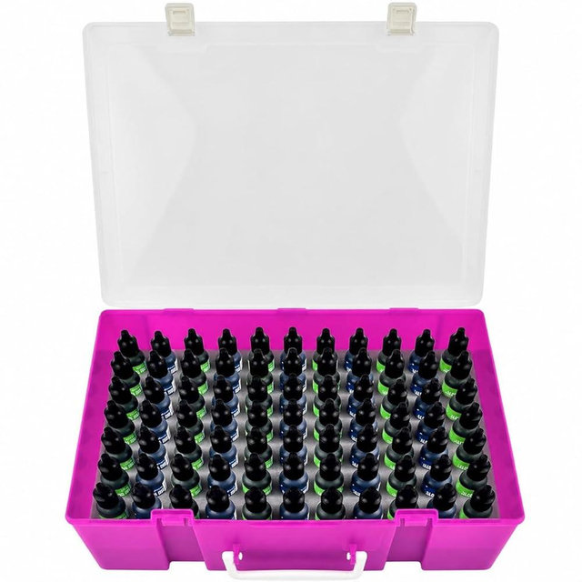Alcohol Ink Storage Case and Paint Carrying Organizer, Miniature Holder Fits 77pcs Bottles of Alcohols Inks, Paints Set and Dynamic Tattoo Ink with Foam Insert, Travel Container(Box Only) (Purple)