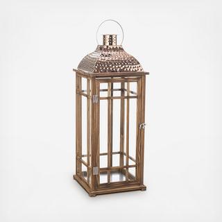 Wood Lantern with Stainless Steel Top