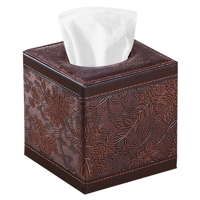Tissue Box Cover Square, Upgrade 99% Compatible Large Size, Modern Tissue Box Holder for Napkin Facial Paper, Leather Dryer Sheet Dispenser Organizer for Bathroom Vanity Countertop, Night Stand