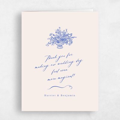 Blue Whimsical Wedding Thank You - Josette Portrait