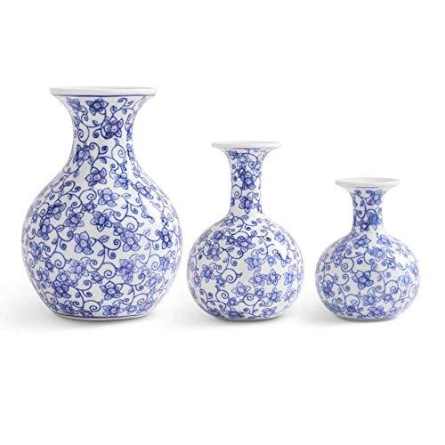 K&K Interiors 16217A Set of 3 Blue and White Porcelain Chinoiserie Bud Vases