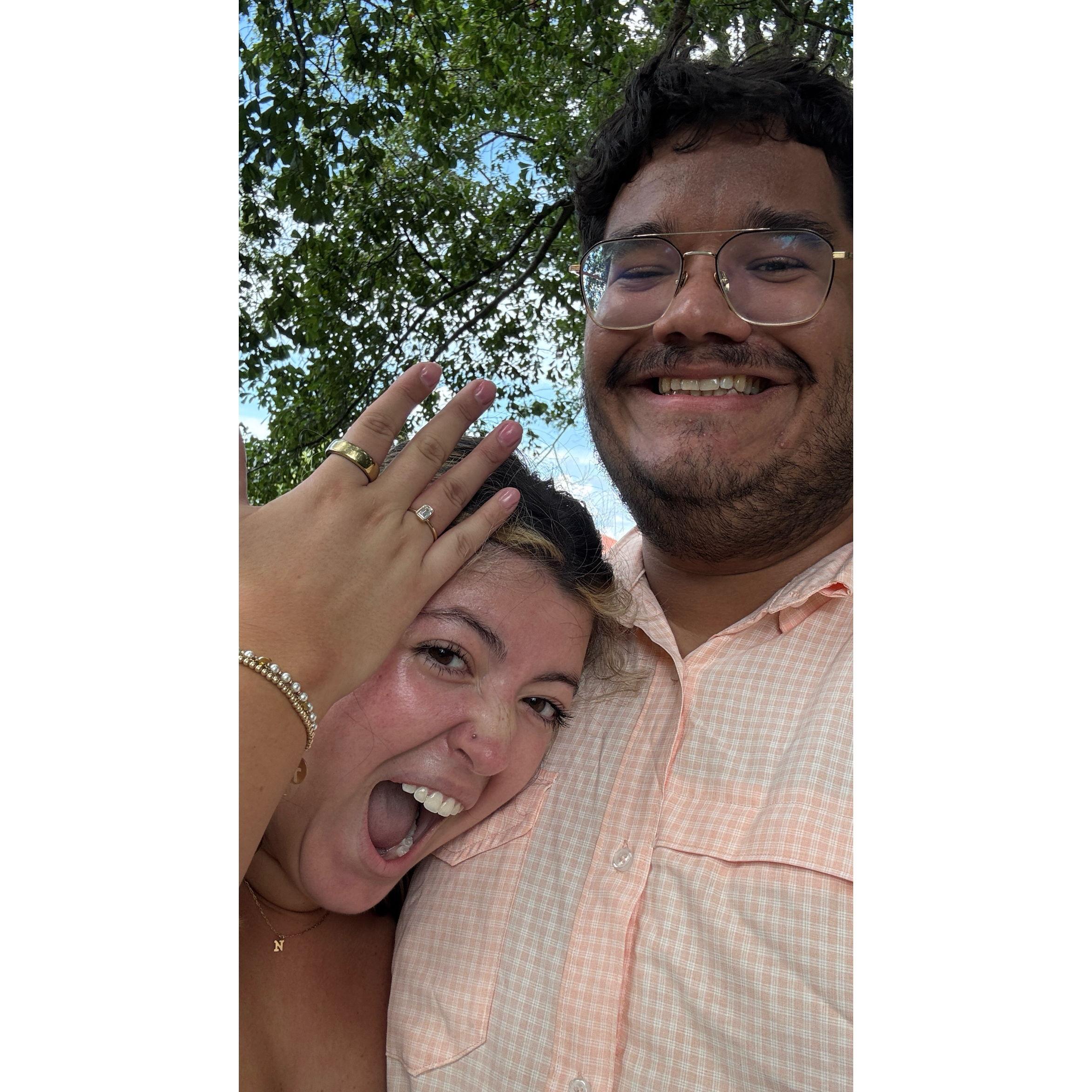 moments after he proposed, can you tell?
