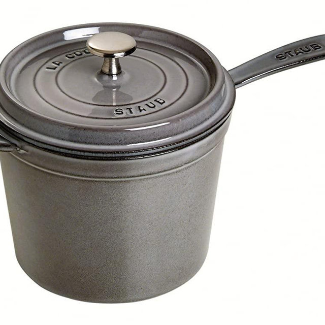 Staub Graphite Grey Enameled Cast Iron Covered Saucepan, 3 Quart