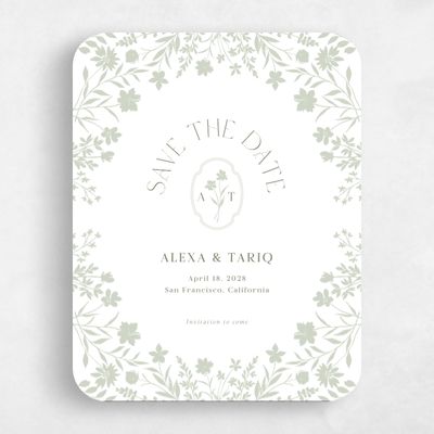 White Rounded Wedding Save the Date - Gaia Portrait
