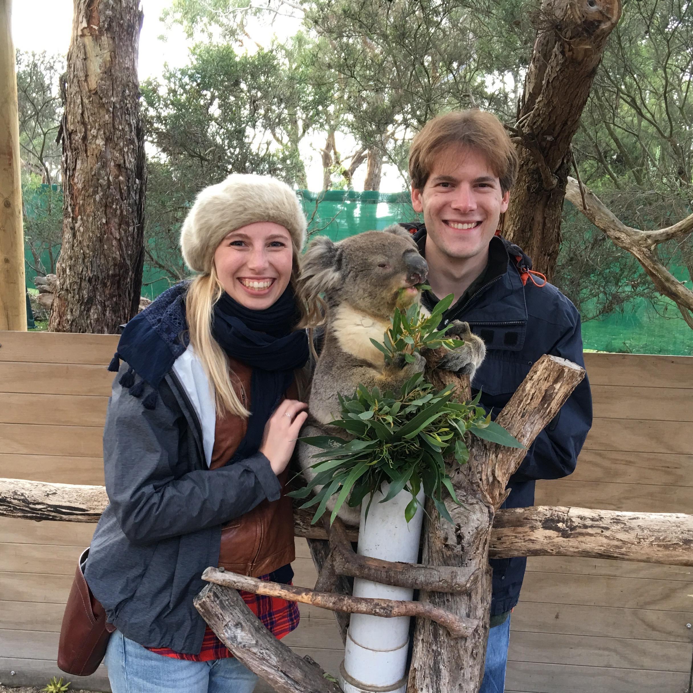 With a very content koala, near Melbourne, Australia