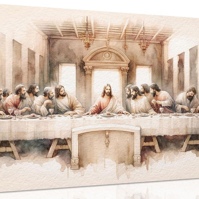 Jesus Last Supper Bible Story Canvas Wall Art Christian Religious Faith Painting Picture Wall Decor Modern Scripture Jesus Poster Print Artwork for Living Room Church Prayer Room Home Decoration