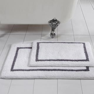 2-Piece Reversible Contrast Stripe Bath Rug Set