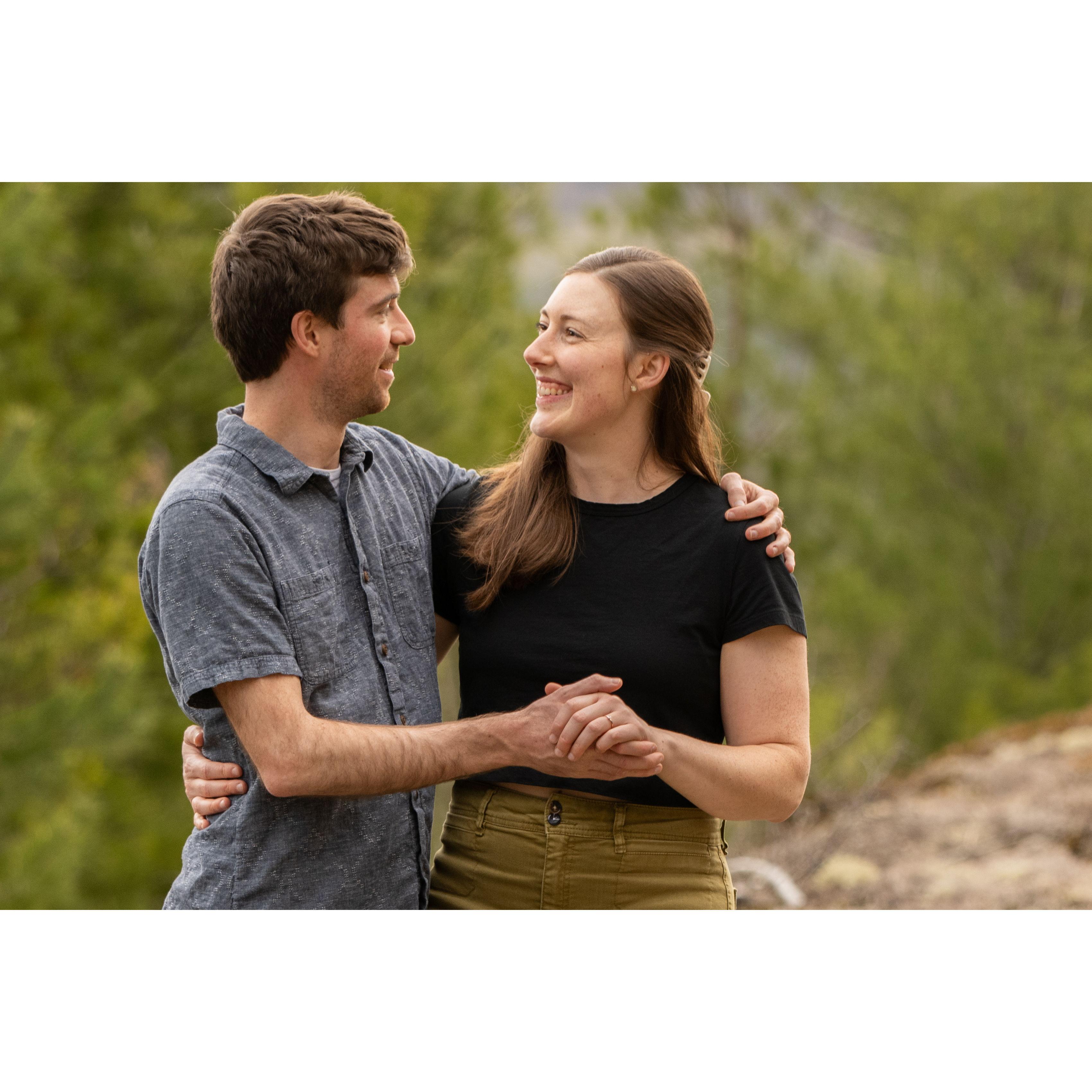 DIY engagement photos in our backyard in 2025