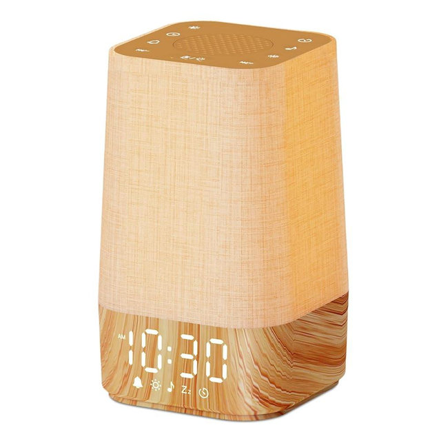 Wkzay Sunrise Alarm Clock: with Noise Machine, Digital Alarm Clock for Bedrooms, Nature Sounds for Gentle Wake Up, 30 Sleep Sounds, Adjustable Brightness & Volume, Timer - Wood Grain
