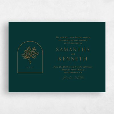 Dark Emerald, Green Wedding Invitation - Mapleton Landscape