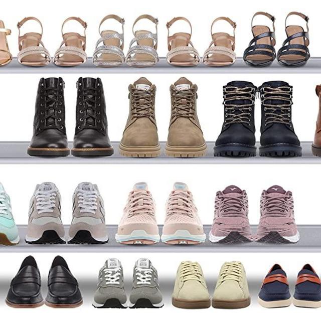 AOODA 3 Tier Long Shoe Rack for Closet Floor Wide Stackable Shoe Shelf 24-Pairs Fabric Shoe Storage Organizer for Bedroom (Gray)