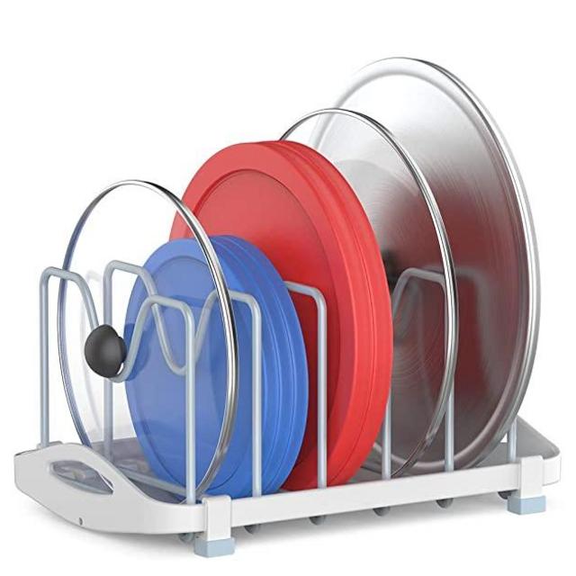EVERIE Pot Lid Organizer for Pots, Pot Lids, Cake Molds, Cutting Boards, Mats