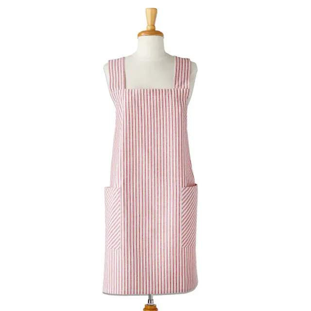 TAG Ticking Stripe Pinafore Cooking Baking Apron Cotton Machine Wash, One Size Fits Most