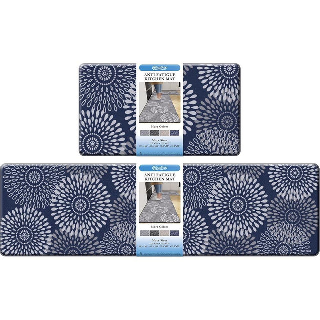 LuxStep Kitchen Mat Cushioned Rugs Anti-Fatigue Mats for Kitchen Floor,Waterproof Non-Slip Mats and Rugs Set for Office,Floor,Laundry 17.3"×30"+17.3"×59",Blue