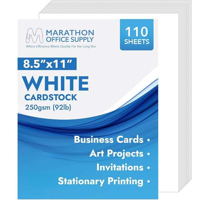 MOS White Cardstock Paper 8.5 x 11 Inch (110 Sheets) — Heavyweight Letter Size Card Stock for Crafting, Invitations, Menus, Business Use, Certificates, Printer Compatible