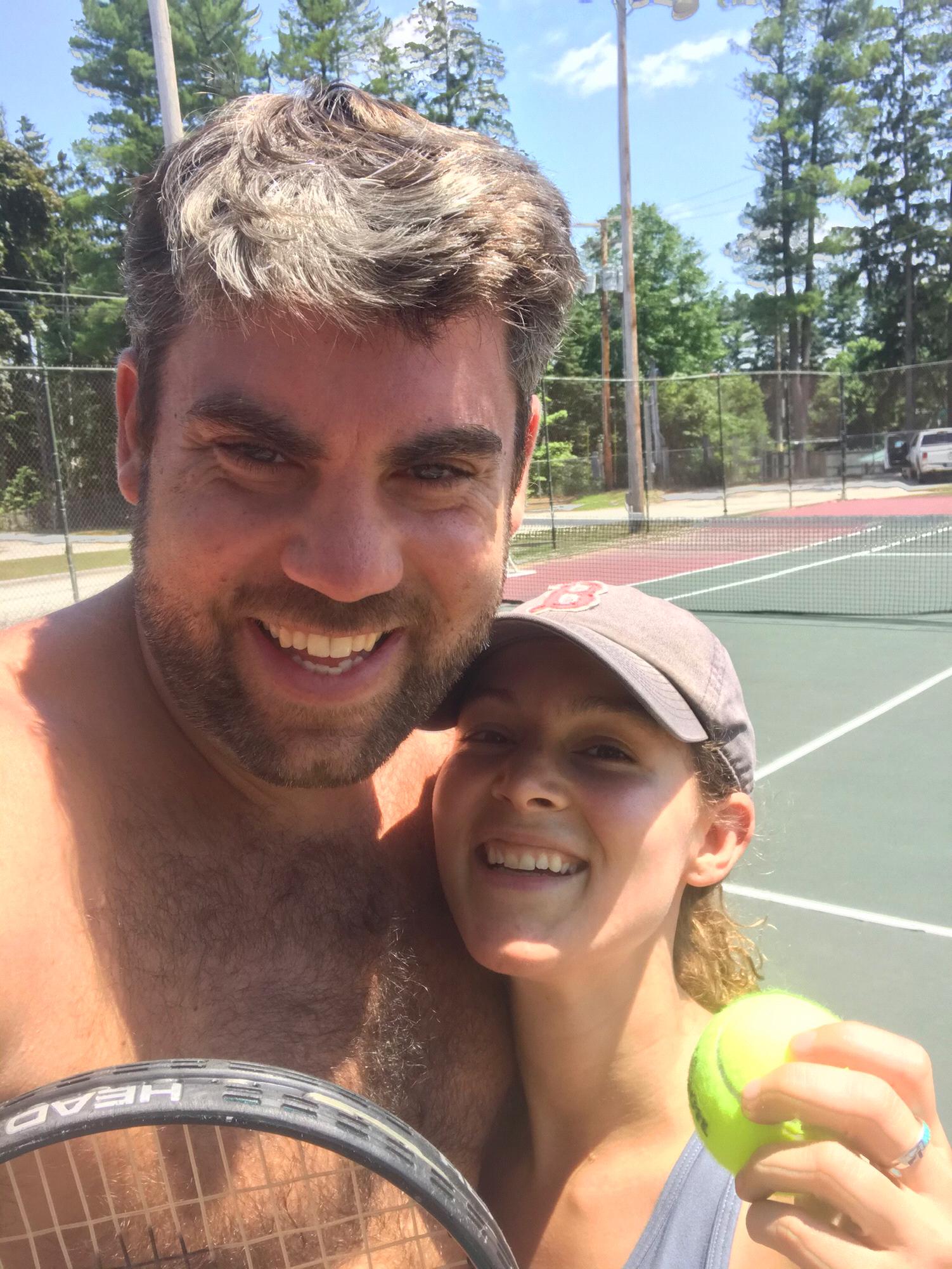 Coach Eric taught Julie how to play tennis and now it's one of their favorite activities