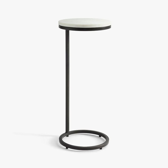 Delaney 10" Round Marble C-Table, Bronze