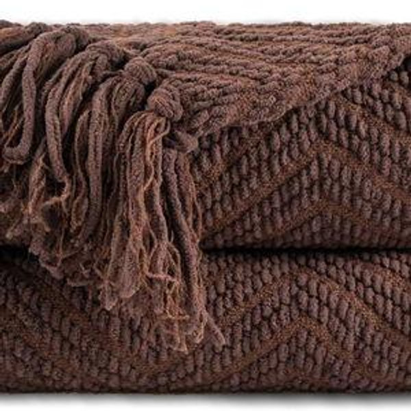 Dark Brown Throw Blanket for Couch