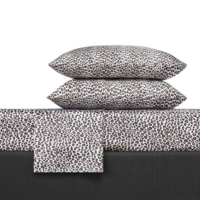 Queen Leopard Print Satin Sheet Set Charcoal - Betseyville