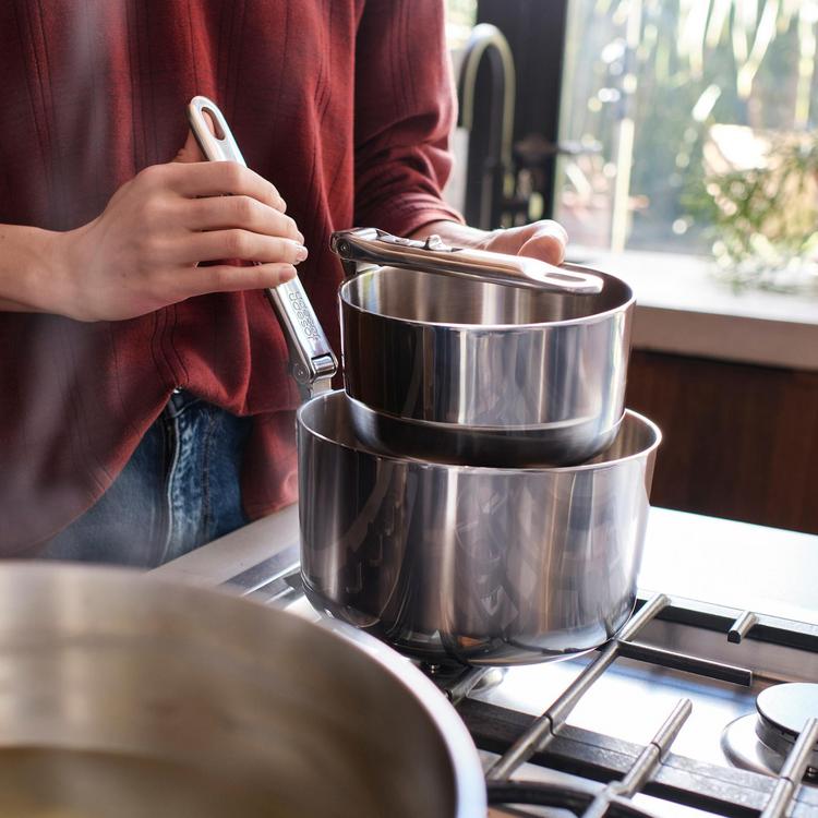 Joseph Joseph, Space Steel 6-Piece Saucepan Set with Folding